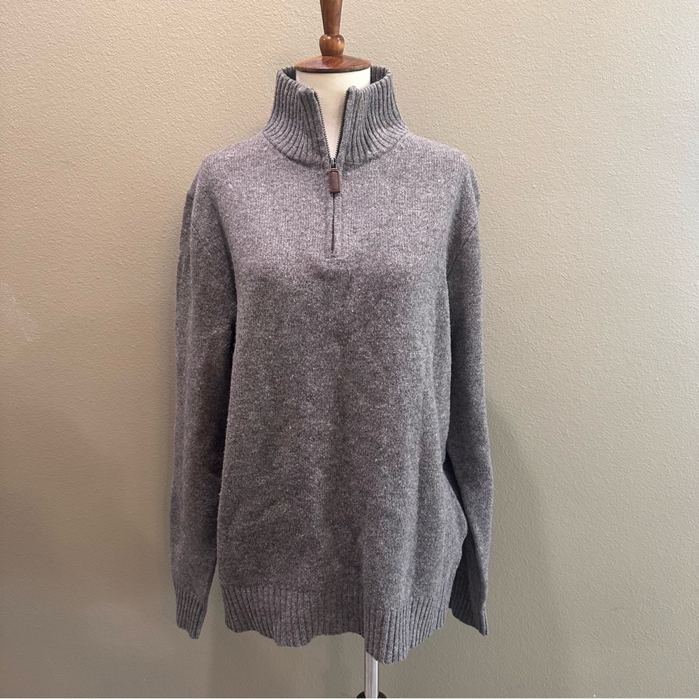 Gray Women's Sweater J Crew 100% Lambswool quarter zip Pull Over - Picture 9 of 13